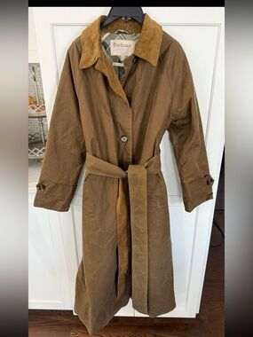 Barbour NEW Marianne Waxed Trench Coat Sand/Ancient Loden Tartan